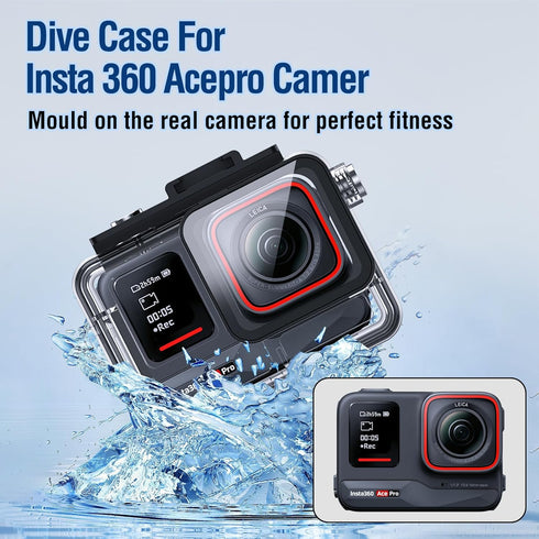 Waterproof Housing Case for Insta 360 Ace Pro, Dive Case with Harden Glass & Aluminum Alloy Frame, 60m