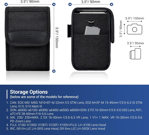 JJC Travel Carrying Camera Case Pouch for Sony A6700 A6000 A6100 A6400 A6500 A6300+16-50mm Lens, Fuji X100VI X100V Protective Case, for Ricoh GR3x GR III, Leica Sofort 2, Smartphone Power Bank & More