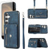 Phone Case for Samsung Galaxy S24 5G - Wallet Cover with Tempered Glass Screen Protector, Blue