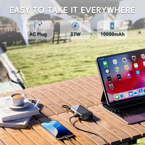 DYDMTT 10000mAh 27W 17/16/15, Portable Charger with Wall Plug Power Bank for iPhone Portable Charger with Built