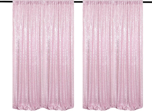 Pink Sequin Backdrop Curtains 2 Panels, 4FTx8FT Glitter Pink Photo Drapes for Party, Wedding, Baby Shower