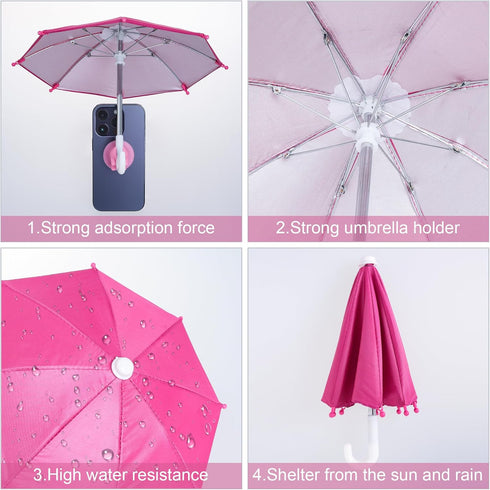 Adjustable Universal Cell Phone Umbrella Stand, Anti-Glare Cover Sun Shield, Outdoor Phone Sunshade Holder (Pink)