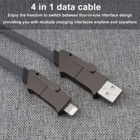 4 in 1 USB C Charging Cable | 100W Fast Charging & Data Sync Multi Charging Cable (100CM/Dark Gray)