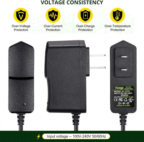 Facmogu 2 Pack DC 5V 2A Power Adapter, AC 100-240V to DC 5V 2A 10W Power Supply Transformers, 5.5 x 2.5mm Jack