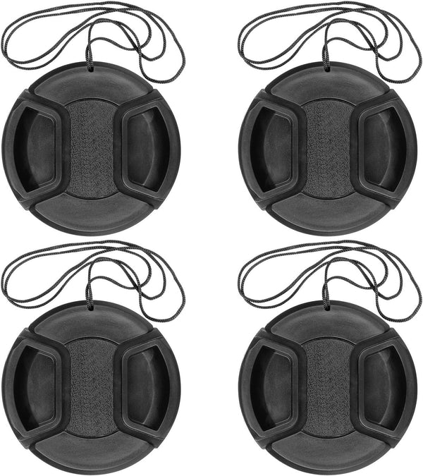 Camera 52mm Lens Cap Center Pinch with Lens Cap Leash Hole Bundle