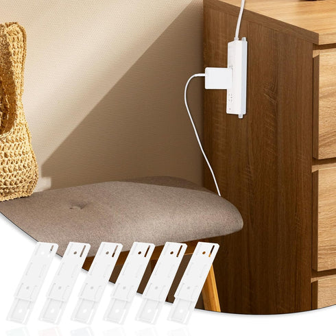 Giantree 6 Pack Self Adhesive Power Strip Holder, Punch Free Socket Holder for Kitchen Home Office