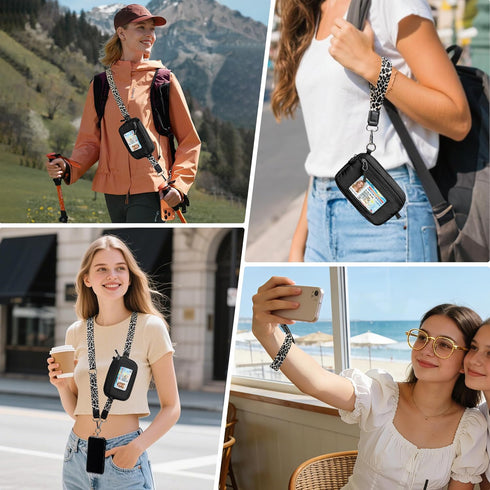 FUVLIFE Clip and Go Strap for Phone with Wallet Crossbody, Cell Phone Lanyard for Women Men, Adjustable Phone Strap