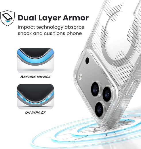 Speck 17 GEMSHELL Grip +MS Case for iPhone Pro Max - Clear/Clear | Slim Protective Grip | Drop Protection | MagSafe