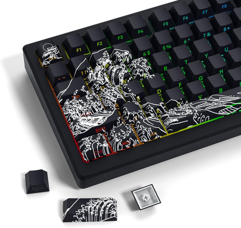 XVX Shine Through Keycaps, PBT Dye Sub Keycap Set, 131 Keys Cherry Profile Custom Keycaps for Mechanical Keyboards