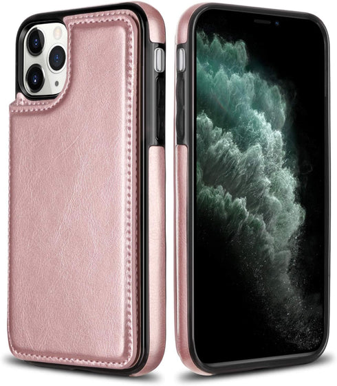 HianDier Wallet Case for iPhone 11 Pro Max, Slim Protective Case, Rose Gold, Credit Card Slot Holder