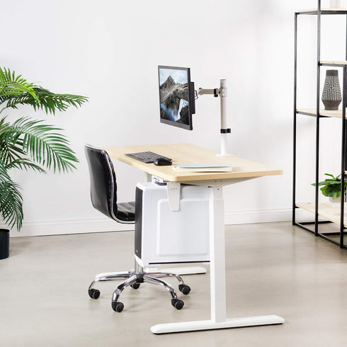 VIVO Single Monitor Arm Desk Mount, Holds Screens up to 32 Inch, Fully Adjustable Stand, White, STAND-V001W