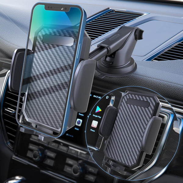 FBB Car Phone Mount, 3in1 Long Arm Suction Cup Holder, Universal Cell Phone Holder for Dashboard, Windshield, Vent