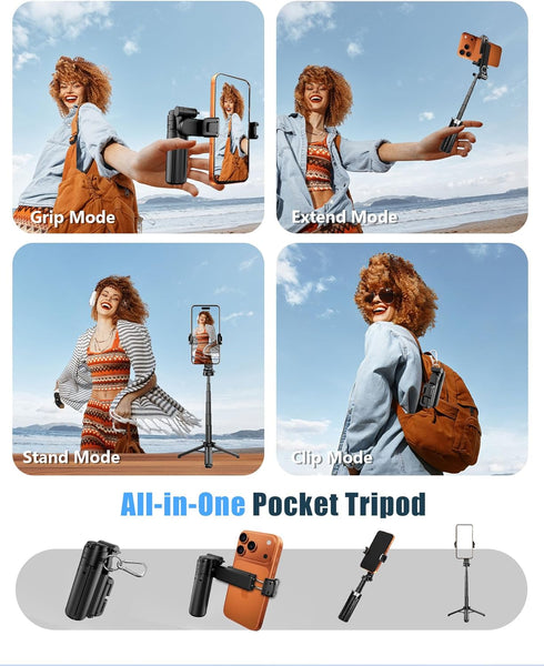 SonixForce 3-in-1 360 Pocket Phone Tripod, Portable Selfie Stick Tripod with Remote, Rotation Cell Phone Tripod Stand
