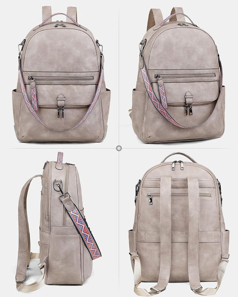15.6 inch Backpack Backpack FADEON Leather Laptop Purse for Women, Designer Travel PU with Laptop Compartment for Work