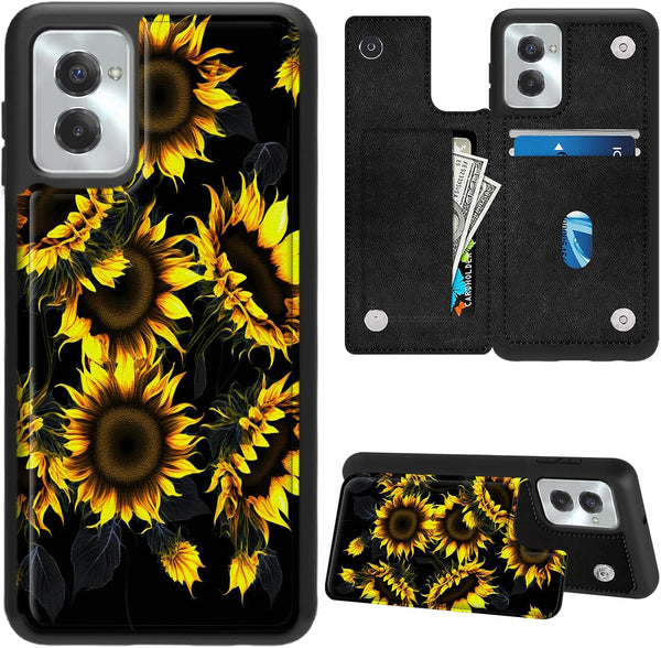 Moto G Power 5G 2024 Case Wallet Case with Card Slots & Kickstand PU Leather Cover Soft TPU Protective Phone Case for