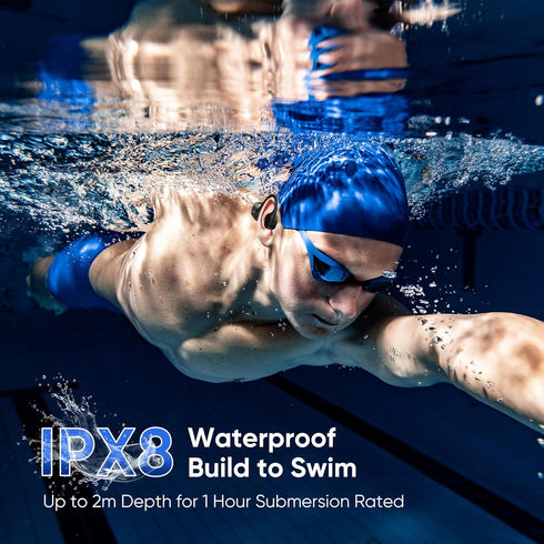 Nanajorwa IPX8 Swimming 32GB MP3 6.0 10H Bone Conduction Headphones, Waterproof Headphones with Player, Bluetooth