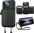 Bocasal RFID Blocking Wallet Case for iPhone 13 Pro Max, Adjustable Crossbody Zipper Purse with Kickstand, Black