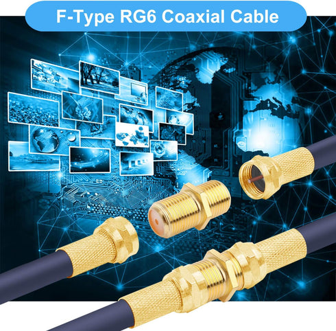 Coaxial Cable Connector F-Type RG6 Cable Extension Adapter (20 Pack)