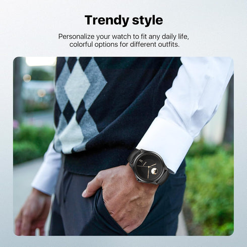 Ticwatch Pro 5 Smartwatch Replacement Band, 24mm Width Leather Strap Quick Release Genuine Watch Band, Smart Casual Blue