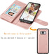 NJJEX Wallet Case for Galaxy S8, PU Leather, Rose Gold, 9 Card Slots, Detachable, Kickstand, Magnetic