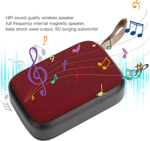 Cuifati Wireless Bluetooth Speaker, Portable Mini Subwoofer with FM Radio, USB, Louder Volume, Rich Bass (Red)