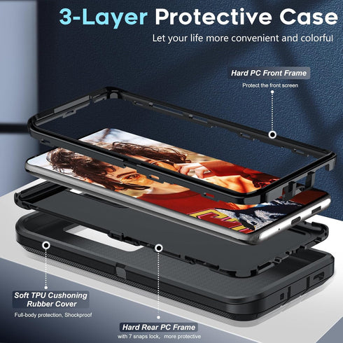 LeYi for Samsung S20 Ultra Case: Heavy Duty 3 in 1 Samsung Galaxy S20 Ultra Case, Military Grade Shockproof Phone Case Cover for Samsung Galaxy S20 Ultra (Black)