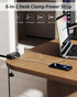 HOPOW 4 4 (2 10Ft 2.75" Desk Clamp Power Strip, Desktop Mount Charging Station with Outlets USB Ports USB C), Under