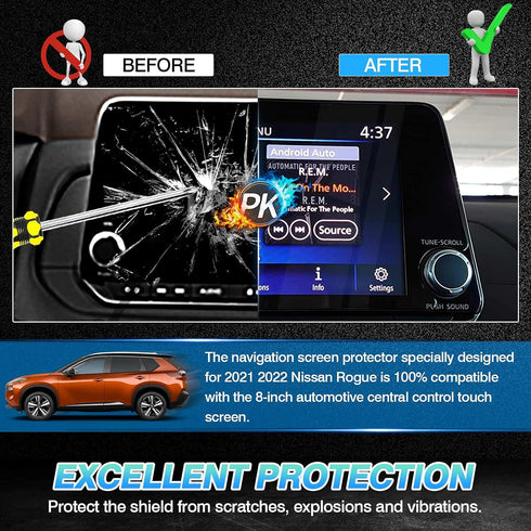 Autorder Screen Protector for 2021-2025 Nissan Rogue S SV Accessories, 8-inch Tempered Glass Film Touchscreen Protector