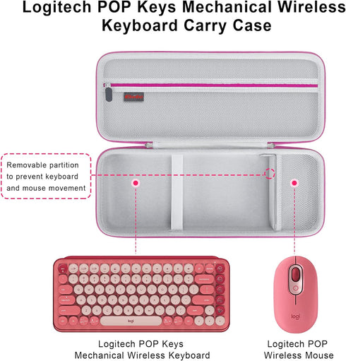 Elonbo Hard Carrying Case for Logitech POP Keys Mechanical Wireless Keyboard, Portable Travel Case Bag with Extra
