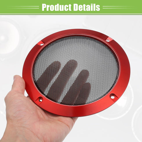 ACROPIX Universal 5" Car Speaker Grills Cover, Round Mesh Protector Case with Mounting Screws, Iron Red - 4 Pack