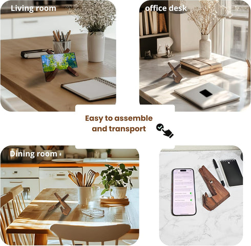 Generic 11/12/13 TOJTIK Phone Holder Wood, Small Phone Stand for Desk, Portable Cell Phone Holder for Smartphones