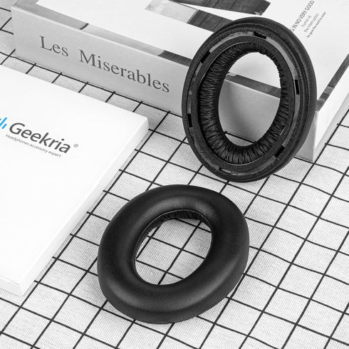 Geekria QuickFit Replacement Ear Pads for Sennheiser Momentum 4 Wireless Over-Ear Headphones, Ear Cushions (Black)