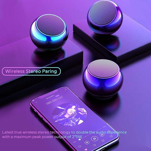 TWS Wireless Portable Small Bluetooth Speakers with Big Sound, Wireless Stereo Pairing, Metal Enclosure,Minimalism Design, Nylon Lanyard for Echo Dot/Android/ipad/iPhone/Laptop