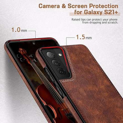 LOHASIC Galaxy S21 Plus Case 5G, Premium Leather Luxury PU Non-Slip Grip Shockproof Cover, Brown