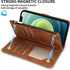 ZZXX for iPhone 12 Mini Wallet Case with Card Slot, Premium Soft PU Leather Zipper Flip Folio Wallet (Brown)