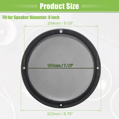 ACROPIX Universal 8" Car Speaker Grills Cover, Round Mesh Protector Case with Mounting Screws - Pack of 2