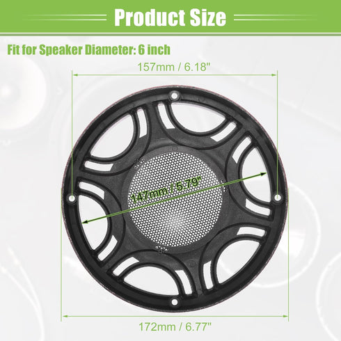 ACROPIX Pack of 4 Universal 6" Car Speaker Grills Cover Mesh Round Audio Speaker Protector Case