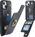 for iPhone 13 Case with Card Holder for Women,iPhone 13 Phone Case with Strap,Crossbody Lanyard,Ring Stand,Snap Clasp,Cute Wallet Cases for iPhone 13(6.1 inch,Black Leopard)