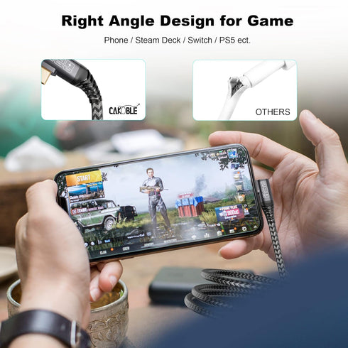 Right Angle 100W PD USB C 3.2 Cable, 20Gbps Data Transfer, 4k Video Output Compatible with Samsung Galaxy S21/S20/S10