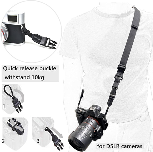 YMTHamaz3 Photographers,Black,56 Inch Camera Neck Strap,Soft Binocular Should Strap with Quick Release Buckle,Neoprene