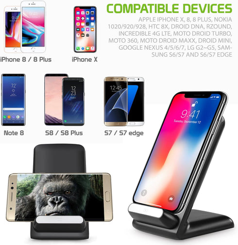 Universal Wireless Charger and Phone Stand – Ultra Slim Charging Holder with Fast Charge by Cellet