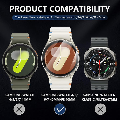 4-Pack 7/6/5/4 40mm, 40 mm Suoman Screen Protector for Samsung Galaxy Watch Tempered Glass Protectors Perfectly Fit