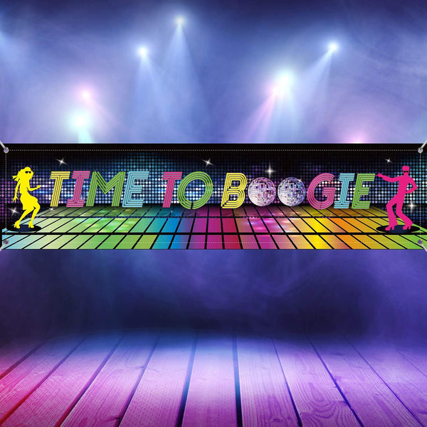 70s Theme Party Decorations, Large Colorful Disco Backdrop Banner, 70.8 x 15.7 Inches Birthday Party Supplies