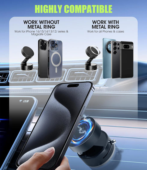 Seltureone Holder2025 Upgrated,360 Vacuum Magnetic Phone Rotatable and Retractable Vacuum Suction Phone Stand