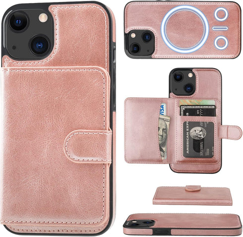 Bocasal Wallet Case for iPhone 13 Compatible with MagSafe Magnetic RFID Blocking Detachable