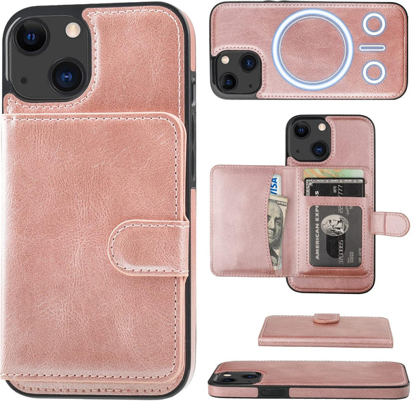 Bocasal Wallet Case for iPhone 13 Compatible with MagSafe Magnetic RFID Blocking Detachable