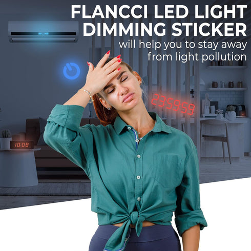 FLANCCI LED Light Blocking Stickers - Blackout LED Covers, Dim 50%-80% of Lights, 2 Sheets (1 Cut Out + 1 Uncut)