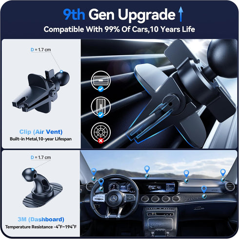 15W MagSafe Car Mount Charger | (1.73kg) Magnetic Wireless Car Charger, Air Vent/Dashboard Phone Holder for iPhone