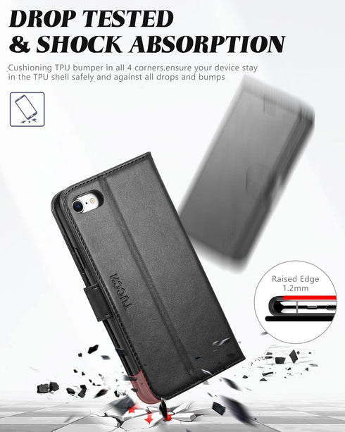 TUCCH Case Wallet for iPhone SE 2022/iPhone 7/8/iPhone SE 2020, PU Leather with 3 Card Slots, Magnetic Flip Folio