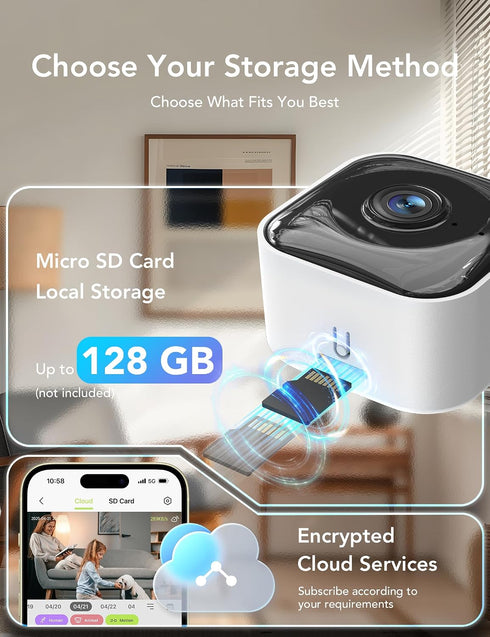 GNCC 2K 2.4G/5G 2 Pack Indoor Cameras for Home Security with Phone App, Mini Pet Cam w/Human/Motion/Sound Detection